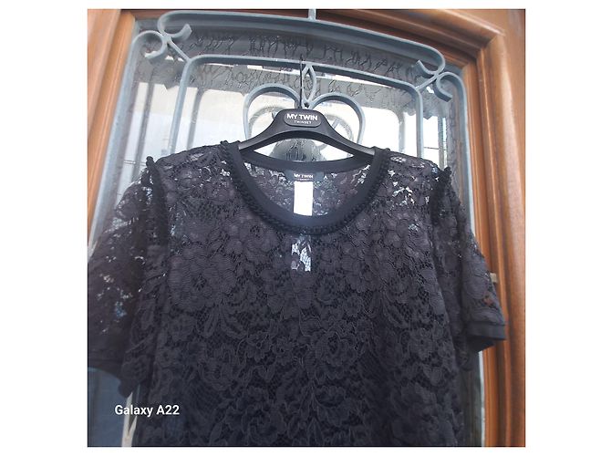 Twin Set Schwarzes besticktes Midlänge Kleid - Ansicht 2