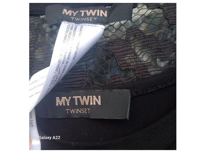 Twin Set Schwarzes besticktes Midlänge Kleid - Ansicht 4