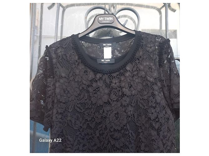 Twin Set Schwarzes besticktes Midlänge Kleid - Ansicht 7