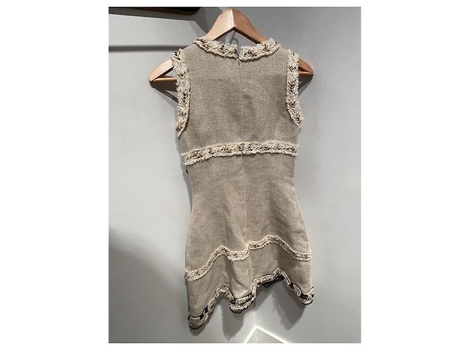 Chanel Kleid Beige Baumwolle mit Weizenmuster - Ansicht 2