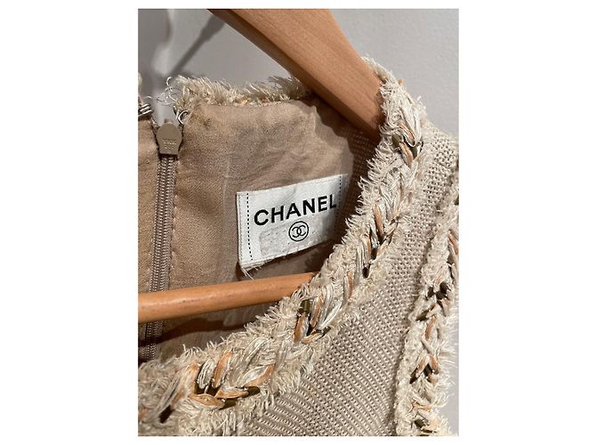 Chanel Kleid Beige Baumwolle mit Weizenmuster - Ansicht 3