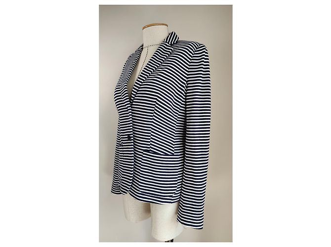 Ralph Lauren Navy Blue White Striped Blazer - view 2