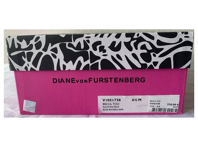 Diane Von Furstenberg BECCA TOO décolleté vernice nero bianco blu - vista 13