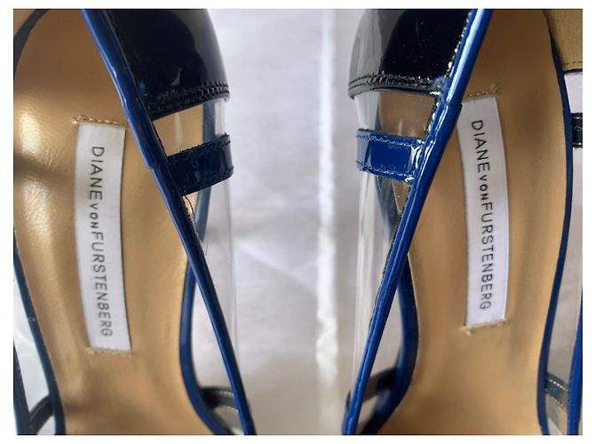 Diane Von Furstenberg BECCA TOO décolleté vernice nero bianco blu - vista 5