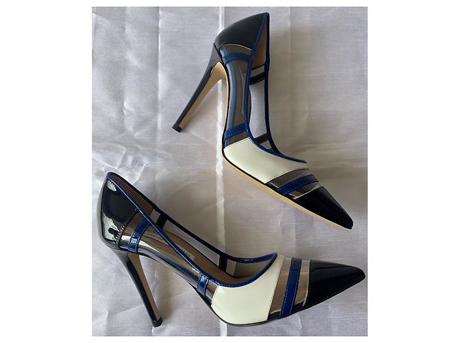 Diane Von Furstenberg BECCA TOO décolleté vernice nero bianco blu - vista 7