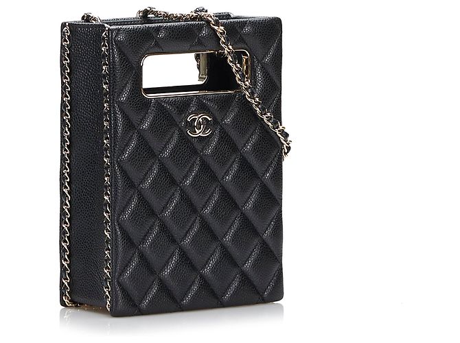 Borsa da sera Chanel Mini Caviar Nera con catena e ritaglio Nero - vista 2