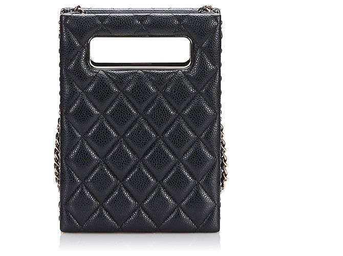 Borsa da sera Chanel Mini Caviar Nera con catena e ritaglio Nero - vista 3