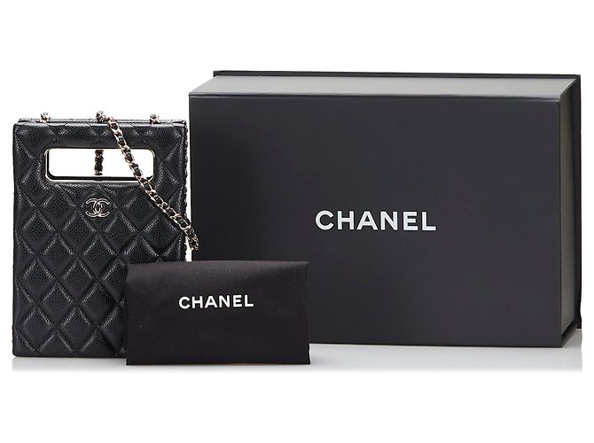 Borsa da sera Chanel Mini Caviar Nera con catena e ritaglio Nero - vista 8
