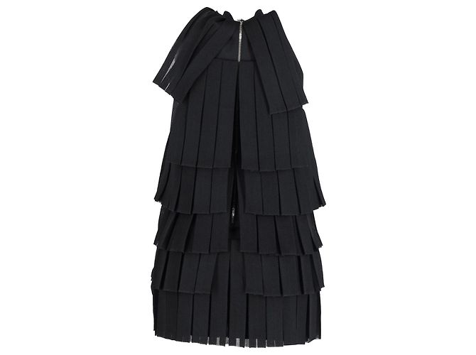 Mini abito Balmain in maglia plissè impreziosito da fiocchi in nylon nero - vista 3