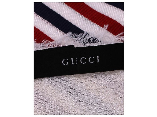 Xale listrado Gucci em seda branca - vista 3