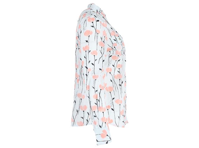 Camisa de botões Tory Burch com estampa floral em algodão azul claro - vista 2