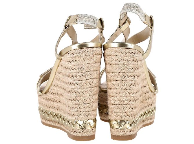 Zeppa espadrillas con cinturino incrociato Dior in pelle metallizzata oro - vista 5
