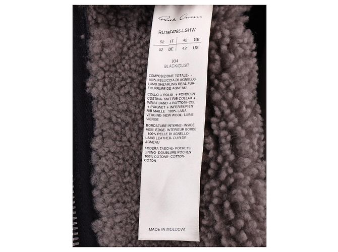 Rick Owens Bomberjacke mit Reißverschluss vorne aus schwarzem Lammfell - Ansicht 4