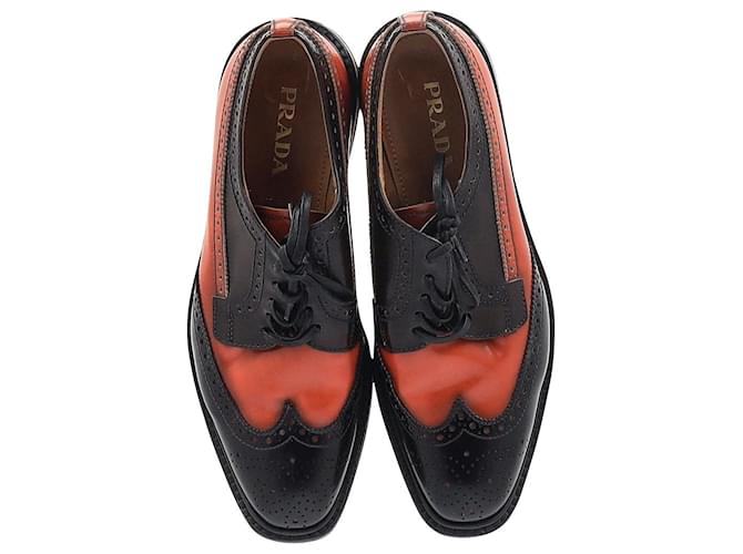 Prada Flatform Derby Brogue Lace Up in pelle nera Nero - vista 6