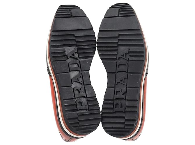 Prada Flatform Derby Brogue Lace Up in pelle nera Nero - vista 7