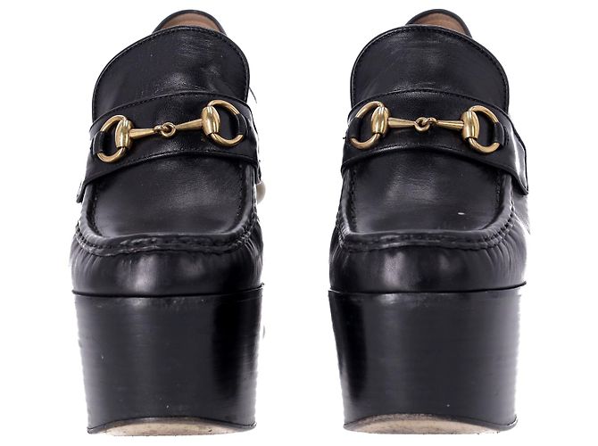 Mocassini Horsebit con plateau e borchie Gucci in pelle nera - vista 2