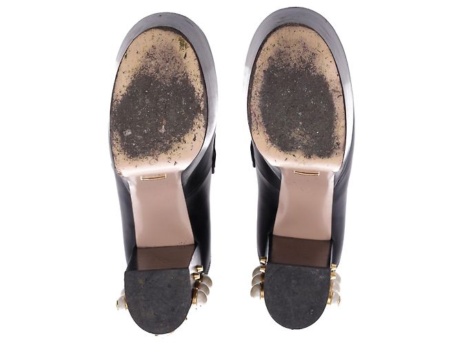 Mocassini Horsebit con plateau e borchie Gucci in pelle nera - vista 6