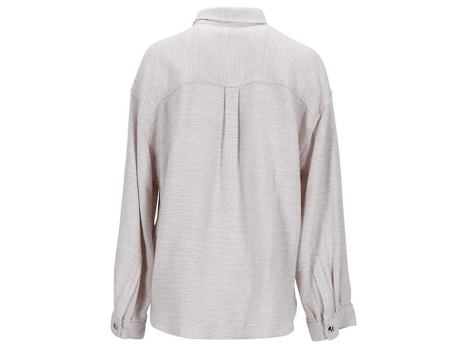 Iro Nesta Relaxed Snap Front Langarmhemd aus weißbeigem Rayon - Ansicht 3
