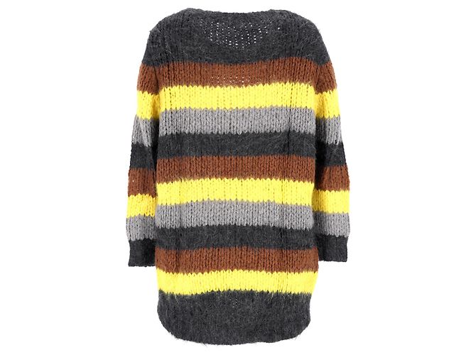 Gestreifter Pullover von Dries Van Noten aus mehrfarbiger Merinowolle Python drucken - Ansicht 3