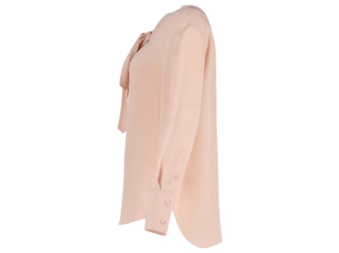 Blusa Theory con collo allacciato in seta rosa - vista 2