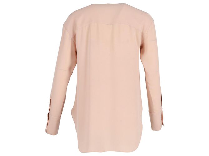 Blusa Theory con collo allacciato in seta rosa - vista 3