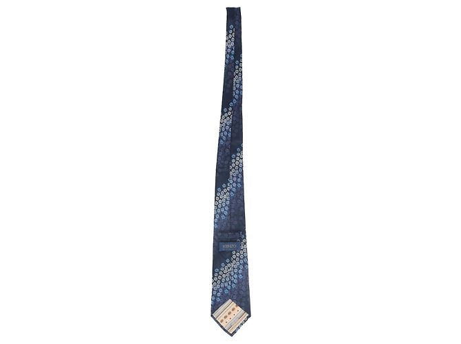 Kenzo-Krawatte mit Blumenmuster aus blauer Baumwolle - Ansicht 3