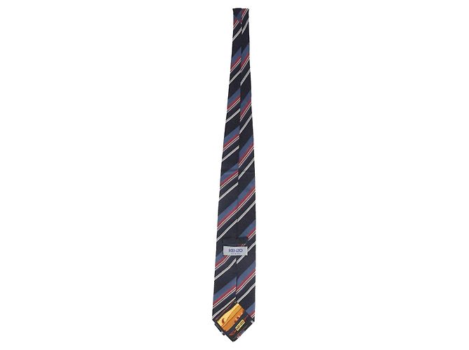Kenzo Striped Tie in Blue Silk - view 3
