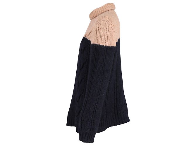 Zweifarbiger Rollkragenpullover von Dries Van Noten aus marineblauem Acryl - Ansicht 2