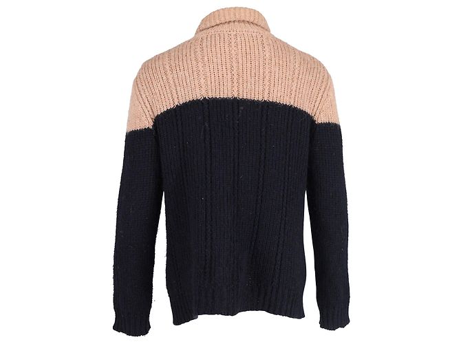 Zweifarbiger Rollkragenpullover von Dries Van Noten aus marineblauem Acryl - Ansicht 3