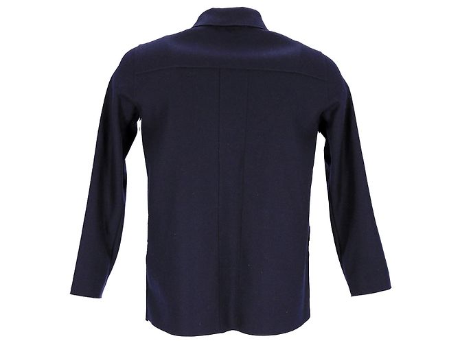 Herno Giacca Camicia Button Down in Lana Blu Navy - vista 3