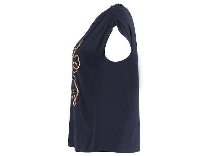 Camiseta con estampado de Sandro Paris World Lovers en azul marino y modal - vista 2