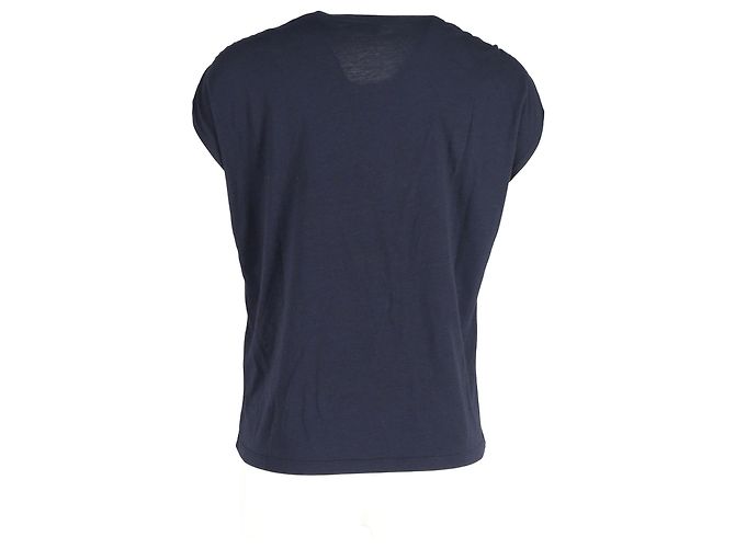 Camiseta con estampado de Sandro Paris World Lovers en azul marino y modal - vista 3