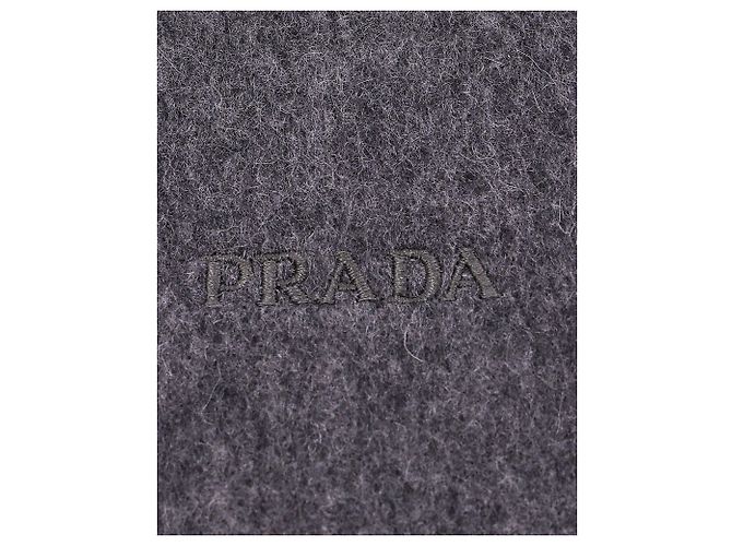 Sciarpa Prada con Frange in Cashmere Grigio - vista 4