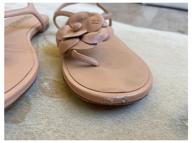 Sandali Chanel Camellia rosa in pelle - vista 8