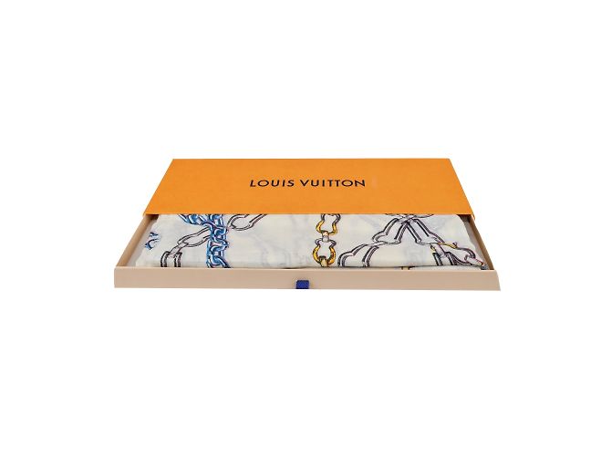 Sciarpa stampa catena multicolor Louis Vuitton Bianco - vista 5