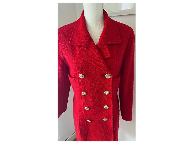 Abrigo Chanel de lana rojo Talla 38 Roja - vista 3