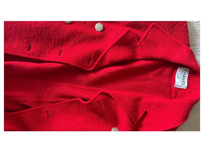 Abrigo Chanel de lana rojo Talla 38 Roja - vista 4