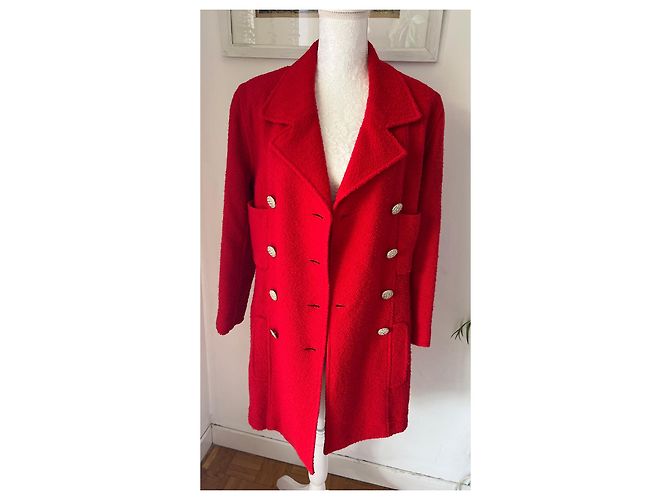 Abrigo Chanel de lana rojo Talla 38 Roja - vista 7