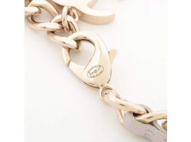 Chanel Coco Chain Halskette Vorhängeschloss Lila Leder Gold Pink - Ansicht 5