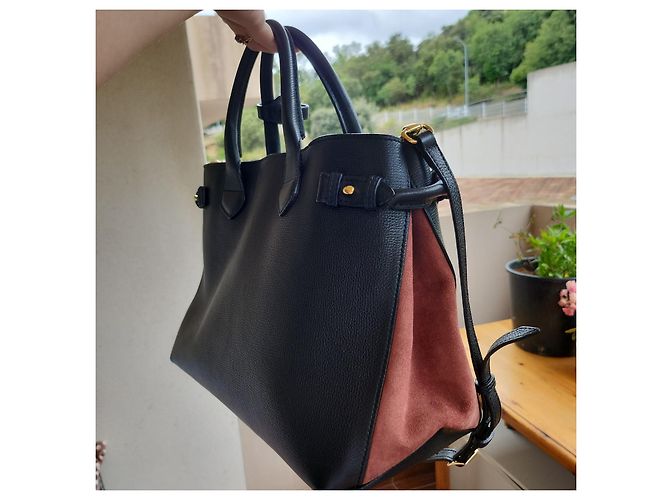 Borsa a mano Burberry The Banner Medium Nera in Pelle Nero - vista 9
