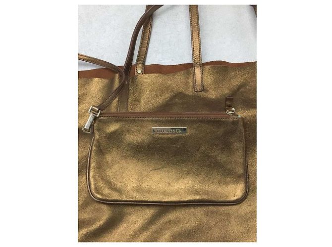 ***Tiffany & Co. Wendbare Einkaufstasche aus Leder Braun Metallisch Bronze - Ansicht 6