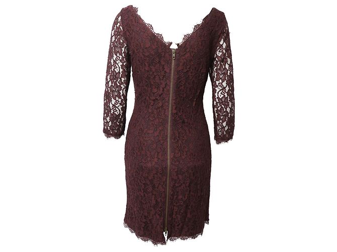 Vestido de encaje Diane Von Furstenberg en rayón burdeos Roja - vista 3