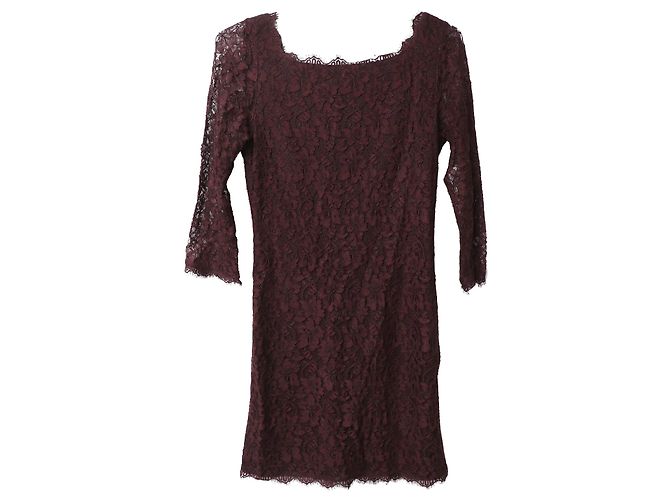 Vestido de encaje Diane Von Furstenberg en rayón burdeos Roja - vista 4