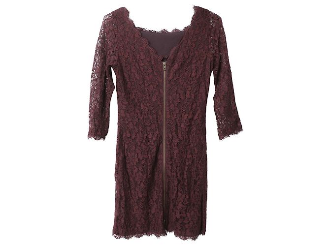 Vestido de encaje Diane Von Furstenberg en rayón burdeos Roja - vista 5