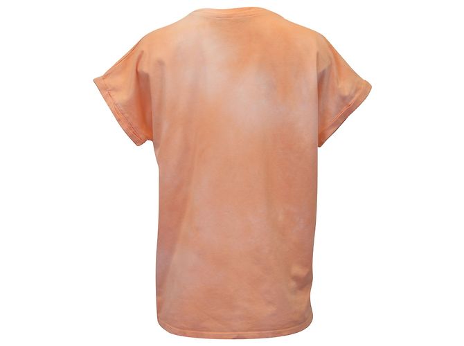 Camiseta con cuello redondo y estampado de logo con efecto teñido anudado en algodón coral de Balmain - vista 3
