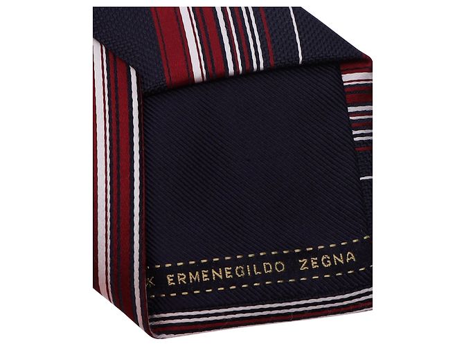 Autre Marque Ermenegildo Zegna Striped Pattern Necktie in Multicolor Silk Python print - view 4