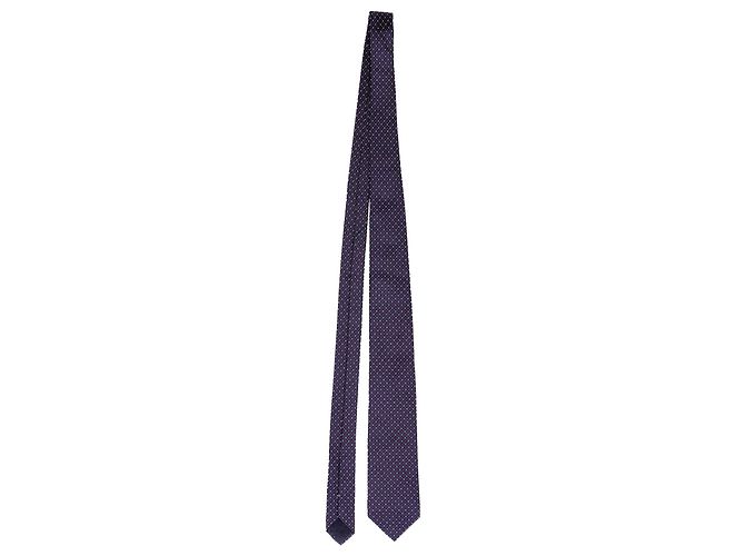 BOSS Hugo Boss Dots and Diamond Pattern Necktie in Navy Blue Silk - view 2