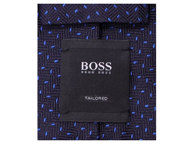 Cravatta a pois BOSS Hugo Boss in seta blu navy - vista 3