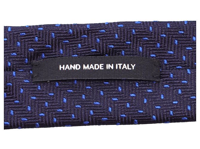 Cravatta a pois BOSS Hugo Boss in seta blu navy - vista 4