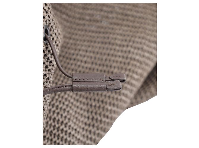 Brunello Cucinelli Mochila de paja entretejida en rafia marrón - vista 10